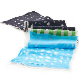 "HOLES" Organza Scarf in Black & Blue Lagoon - Image 2