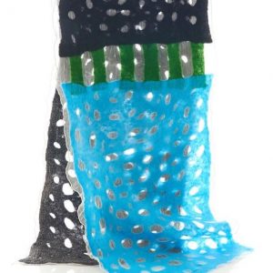 "HOLES" Organza Scarf in Black & Blue Lagoon - Image 3