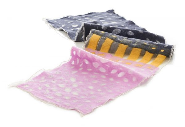"HOLES" Organza Scarf in Dark Grey & Dusky Pink