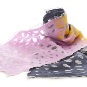 "HOLES" Organza Scarf in Dark Grey & Dusky Pink - Image 3