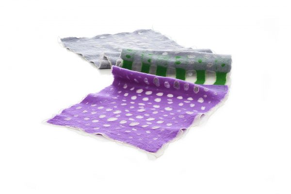 "HOLES" Organza Scarf in Purple & Grey