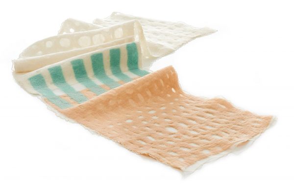 "HOLES" Organza Scarf in Beige & White
