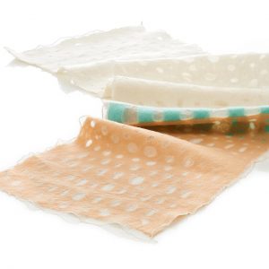 "HOLES" Organza Scarf in Beige & White - Image 2