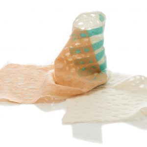 "HOLES" Organza Scarf in Beige & White - Image 3