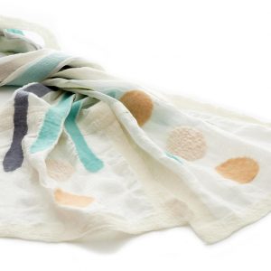 "SIMPLE" Chiffon scarf with linen edges in lagoon green - Image 3