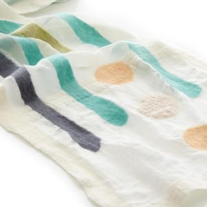 "SIMPLE" Chiffon scarf with linen edges in lagoon green - Image 4