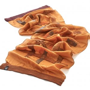 "LINES" Pongé Silk Scarf in Copper - Image 4