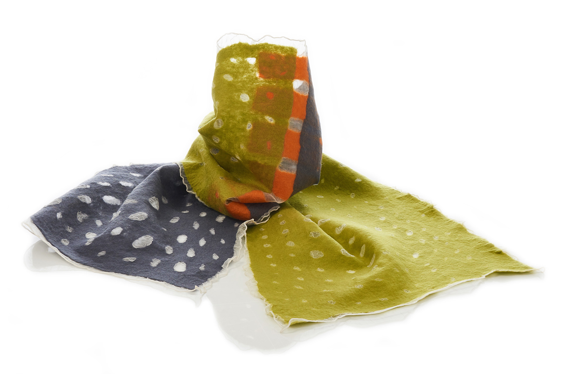HOLES Organza Scarf in Red Wine & Lime - Image 3