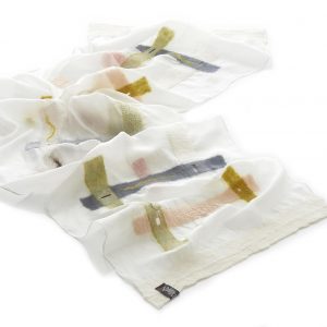 "LINES" Pongé Silk Scarf in White - Image 3