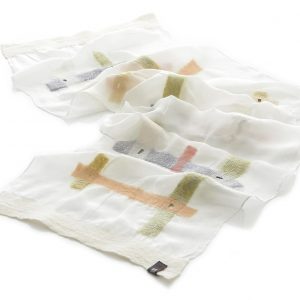 "LINES" Pongé Silk Scarf in White - Image 2