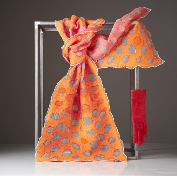 "CACHE-CACHE" Silk Organza Scarf in Orange No 5