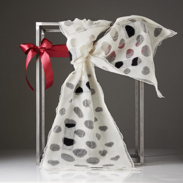 "CACHE-CACHE" White Silk Organza Scarf No 3w