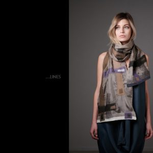 "LINES" Pongé Silk Scarf in Anthracite - Image 4