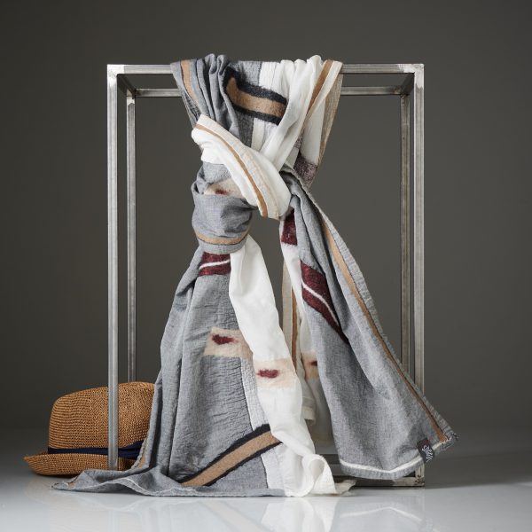 "DOUBLE" Silk Cotton and Cotton Scarf No 2