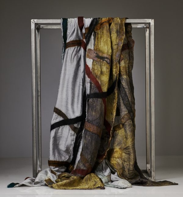 "NUANCES" Silk Shawl in Olive